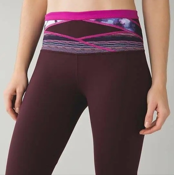 Lululemon Full Length Flare Burgundy Wide Waistband Groove Pant Y2K Leggings Sz6 - Picture 3 of 16